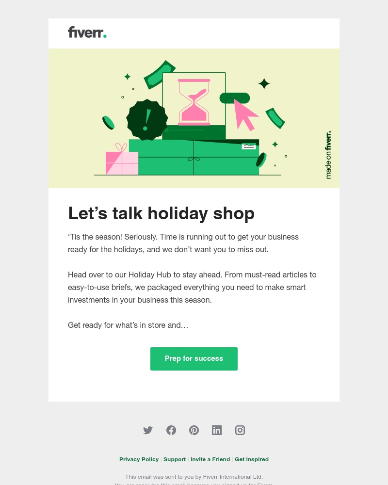 Fiverr - Don’t forget to check out the cheer in our Holiday Hub