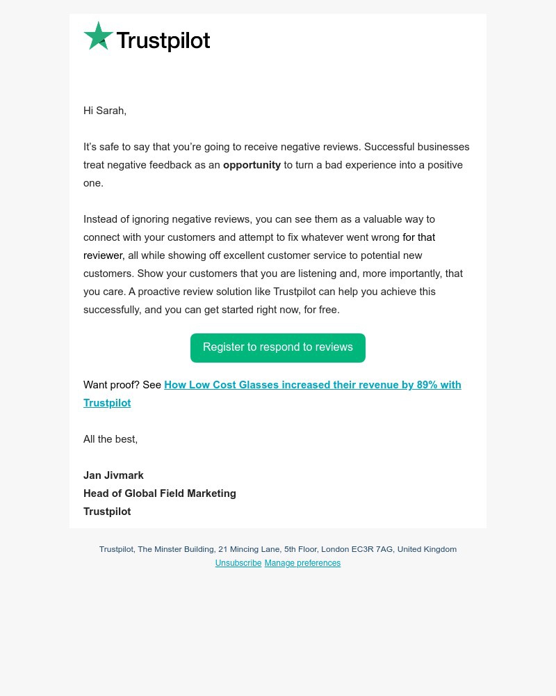 Trustpilot - Don’t let negative reviews bring you down