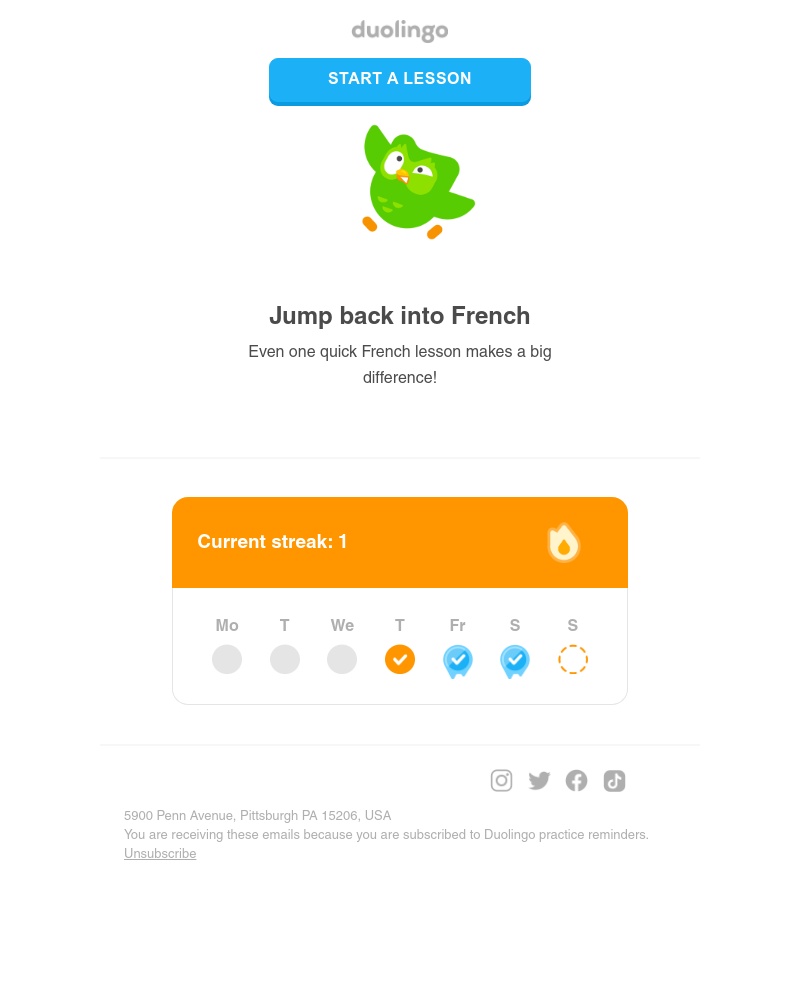 Duolingo - Don’t lose your new streak 😨