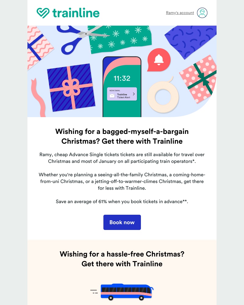 Trainline - Don't miss cheap tickets for Christmas travel