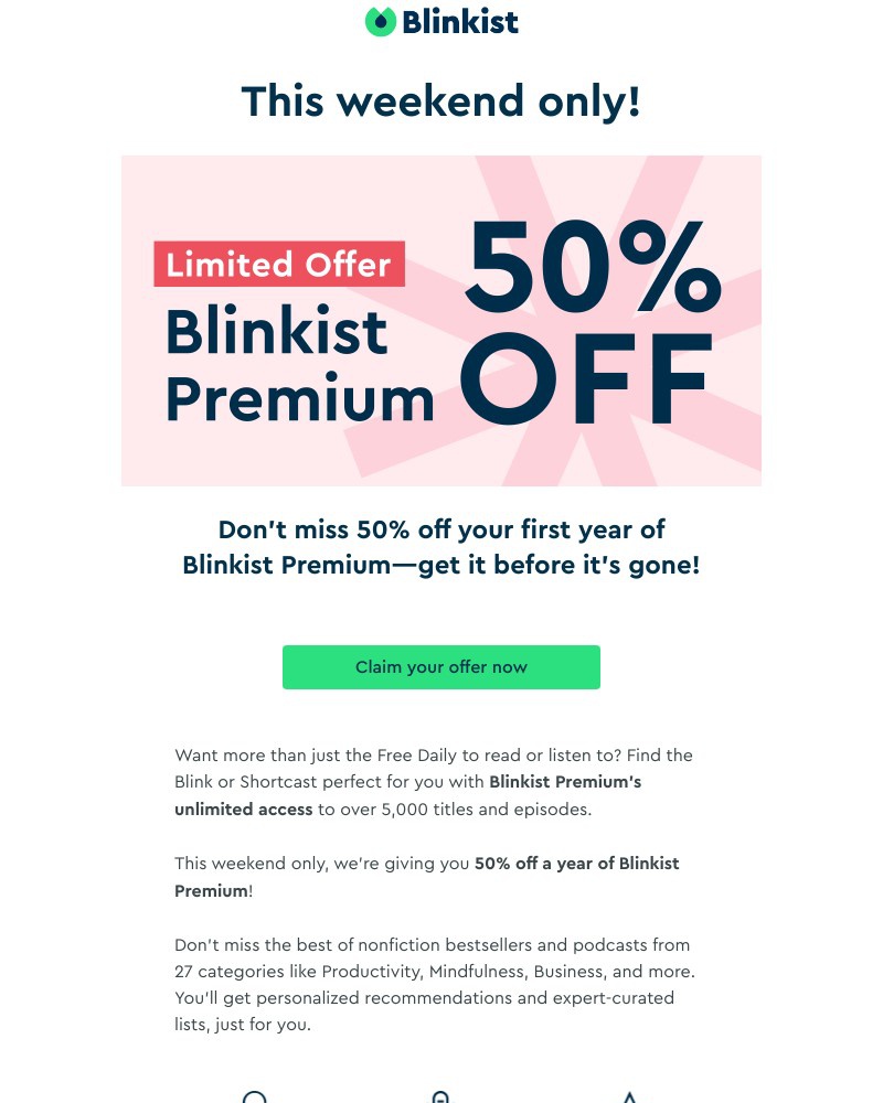 Blinkist - Don’t miss this: Get 50% off Premium now!