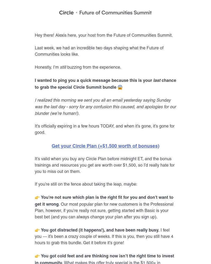 Circle - Don’t wait - there are only 4 hours left 😱