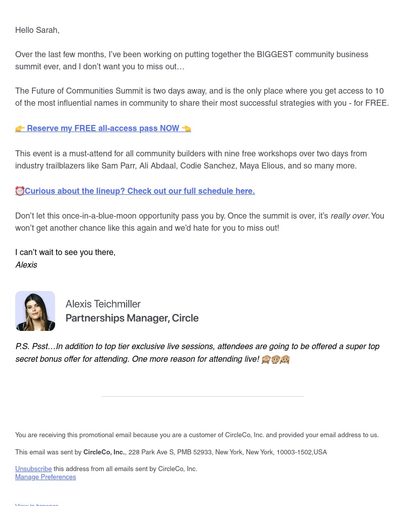 Circle - Don't want you to miss your chance...