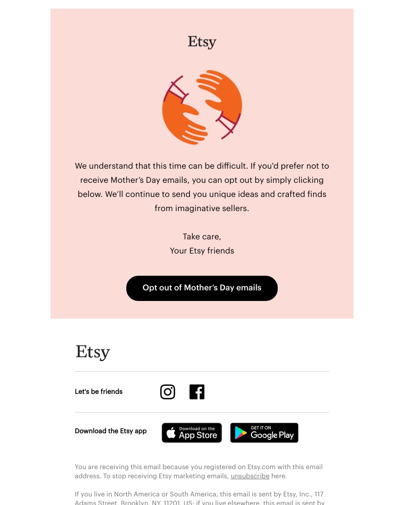 Etsy - Don’t wish to receive Mother’s Day content?