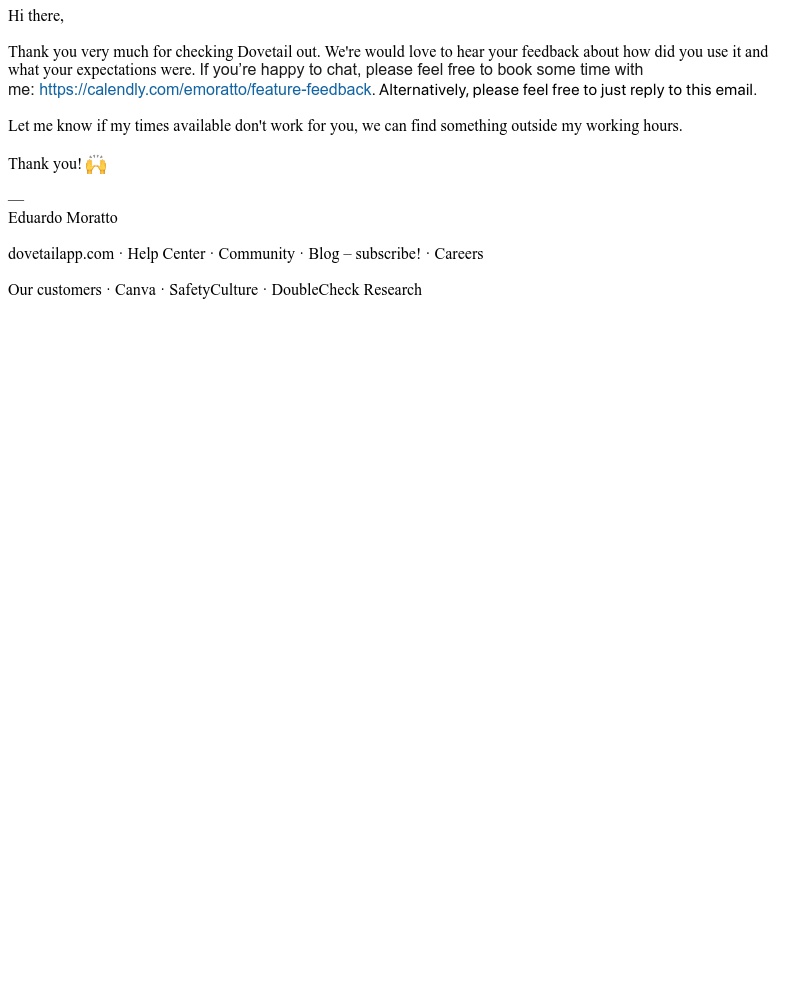 Dovetail - Dovetail experience