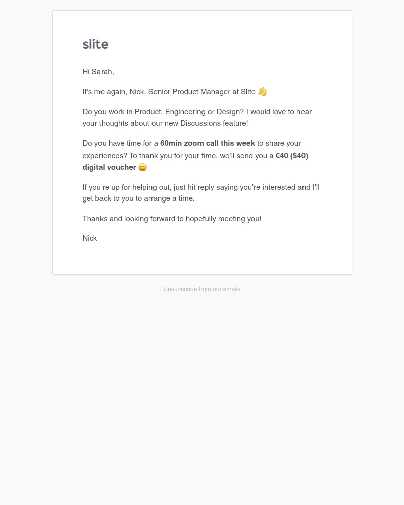 Slite - Earn €40 ($40) to help us improve the Discussions feature in Slite!