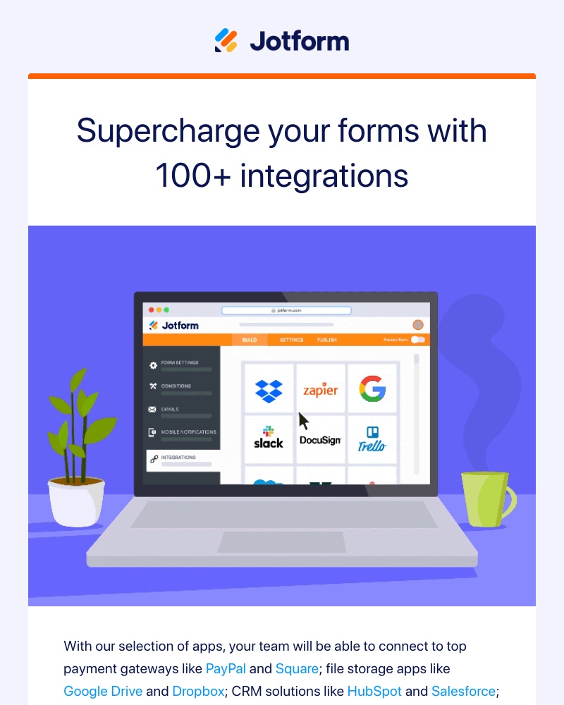 Jotform - Easily Integrate with 3rd Party Apps (Dropbox, MailChimp, and more)