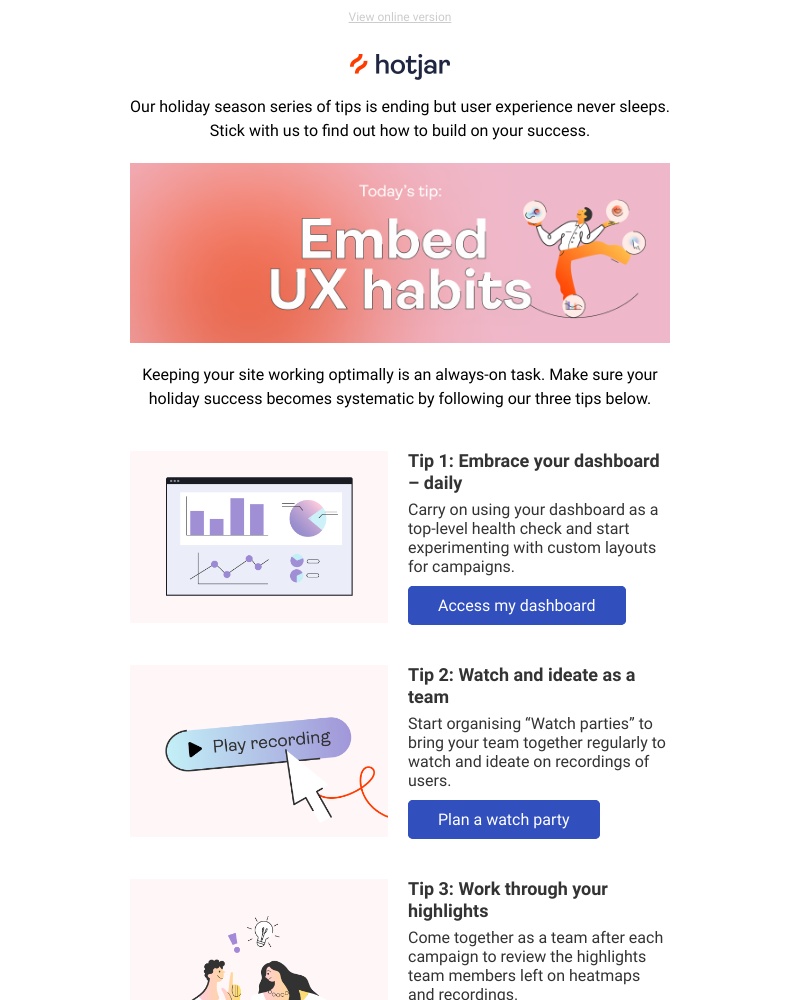 Hotjar - Embed UX habits