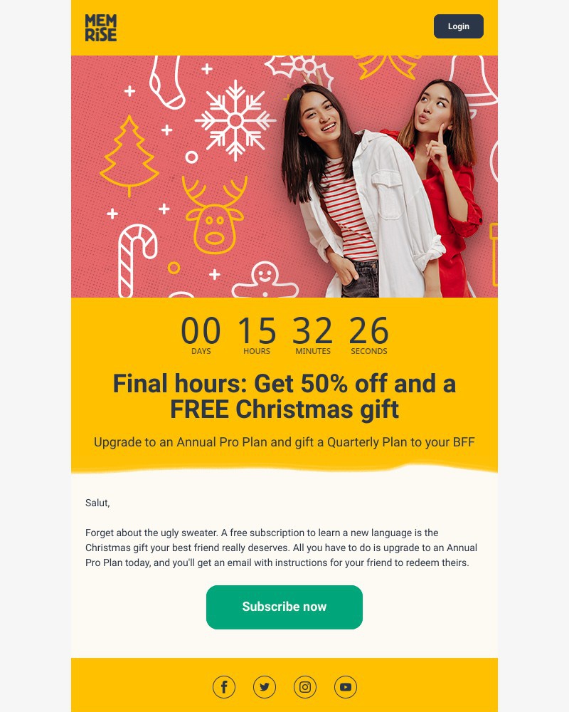 Memrise - Ends today: Christmas sale AND a π for a friend