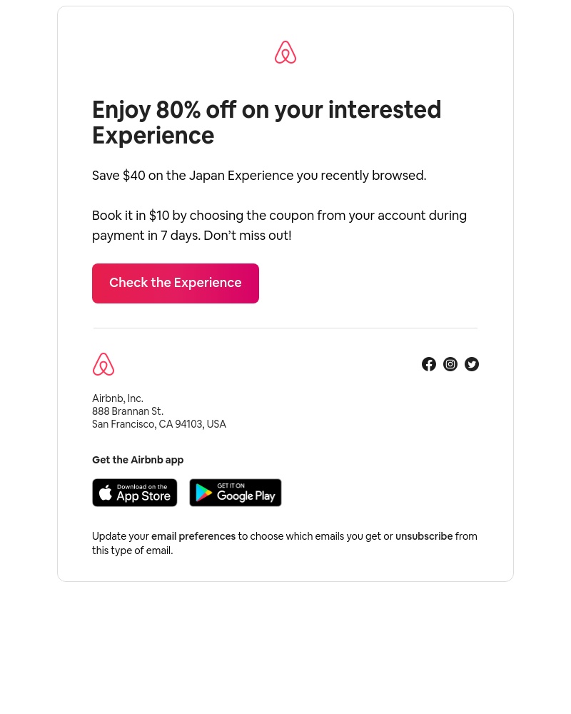 Airbnb - Enjoy 80% off on your interested Experience