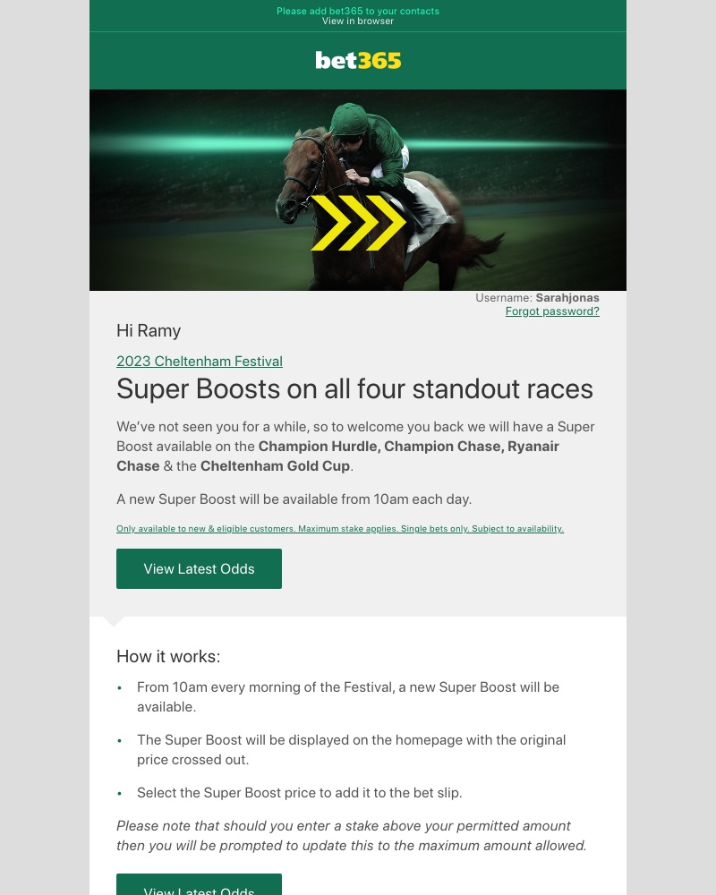 Bet365 - Enjoy FOUR Super Boosts…