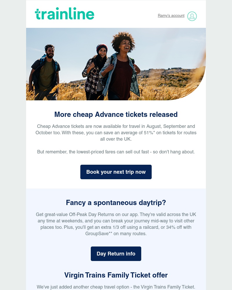 Trainline - ☀️ Even more cheap Advance tickets released