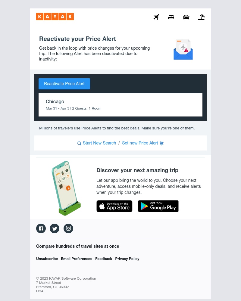 Kayak - *Expired* Reactivate Your Chicago Price Alert