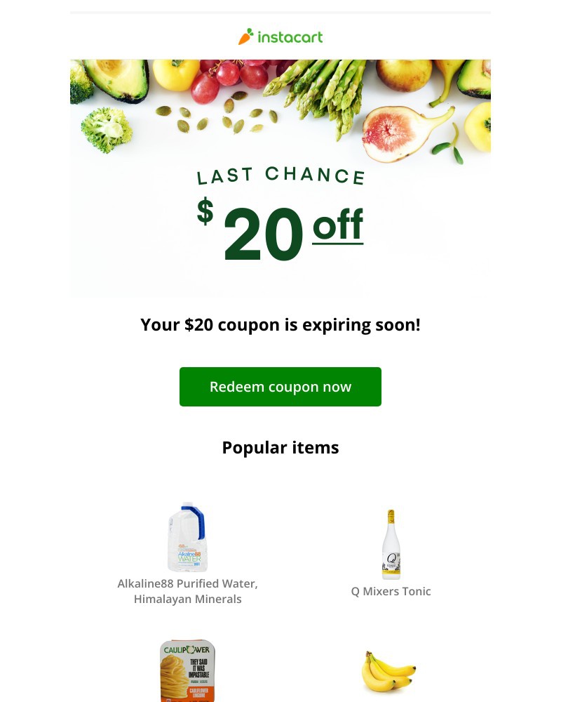 Instacart - 💵 Expiring soon! Claim your $20 coupon!