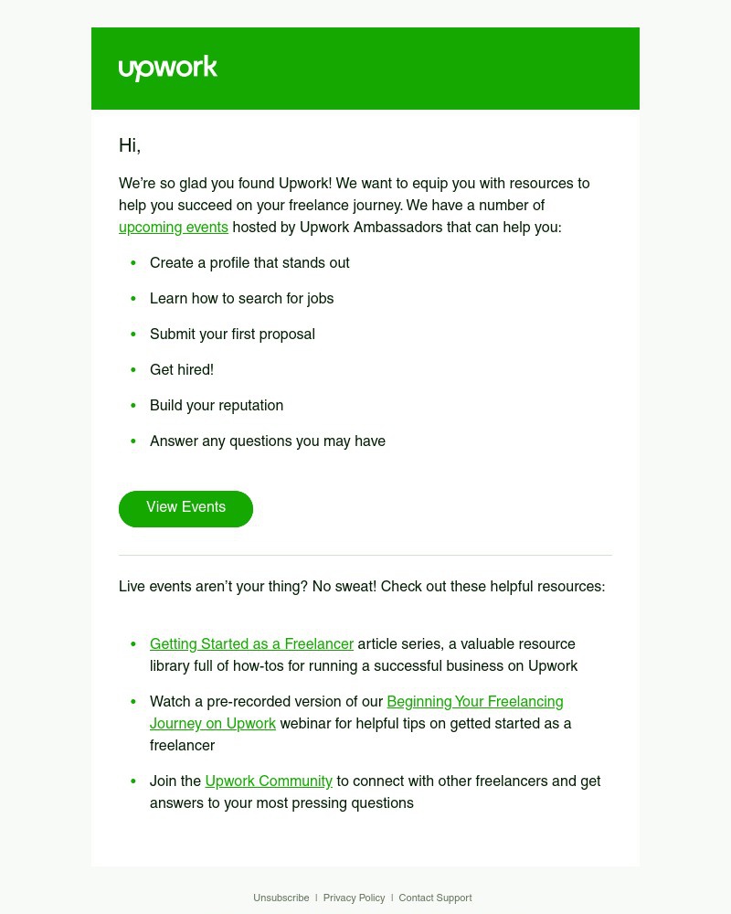 Upwork - Explore upcoming events that will help you begin your freelance journey