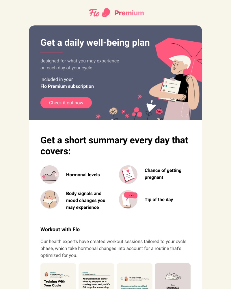 Flo - Explore your Premium benefits: daily well-being plan