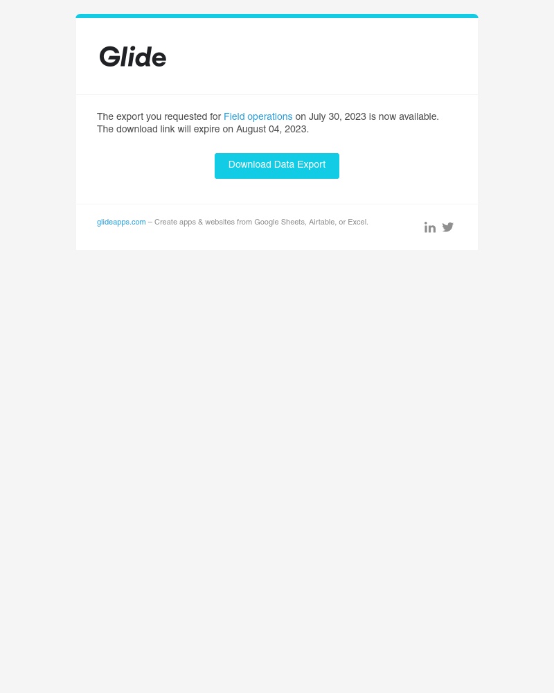 Glide - Export for Field operations is Now Available