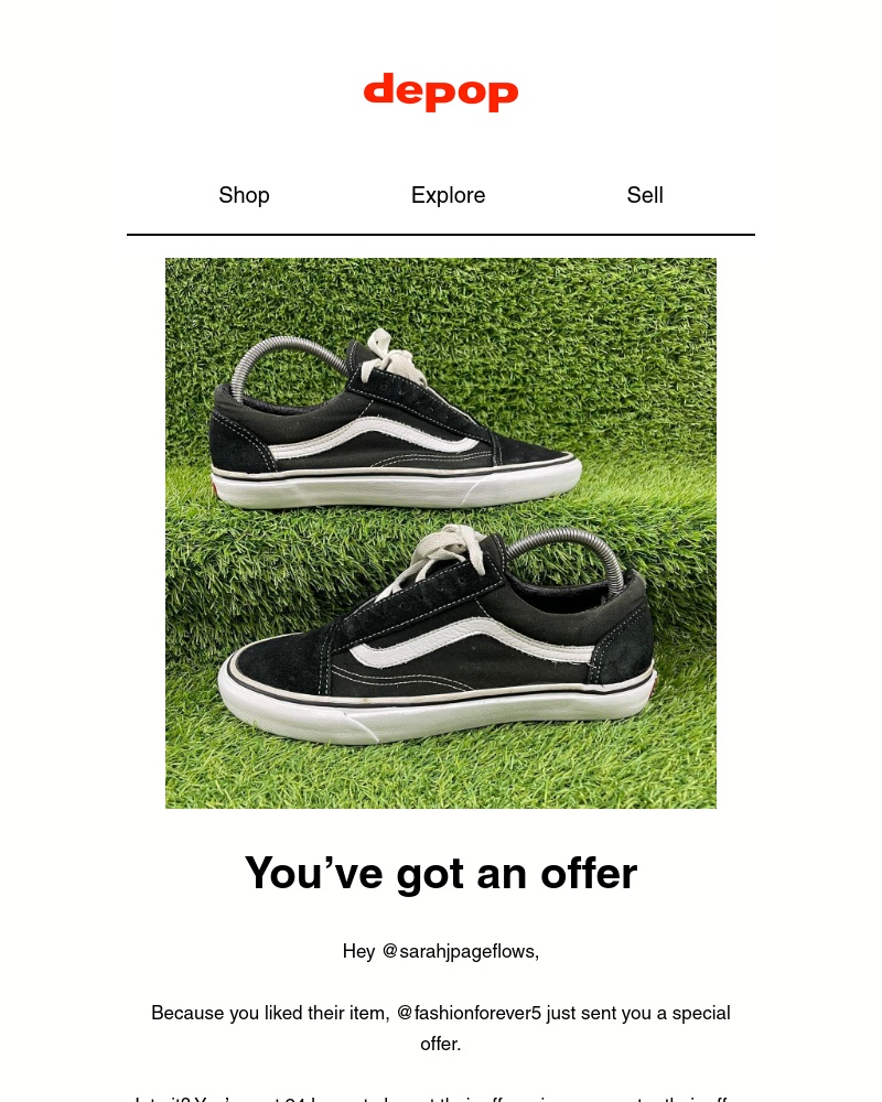 Depop - @fashionforever5 sent you a special offer