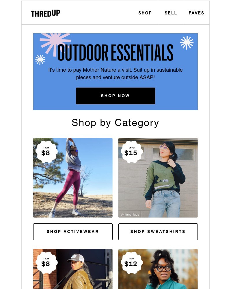 thredUP - 🏔️Feeling outdoors-y? Score pieces up to 90% off