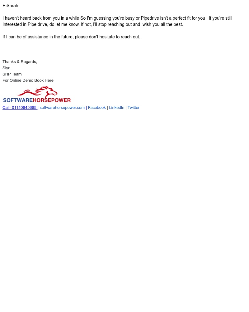 Pipedrive - Final Follow up for Pipedrive