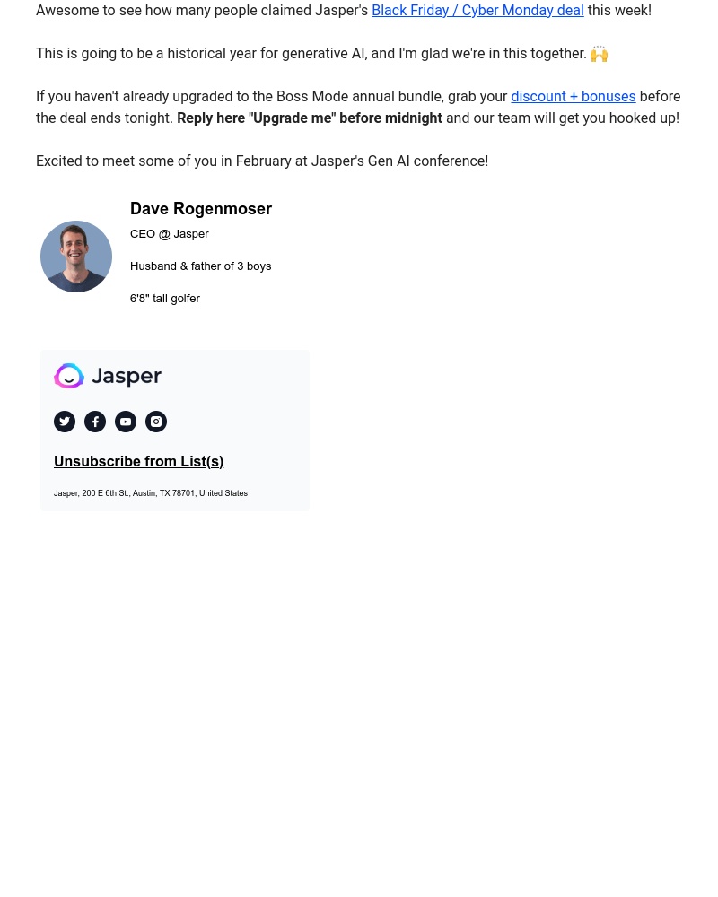 Jasper - Final hours β° Cyber Monday deal ends at 11:59 pm