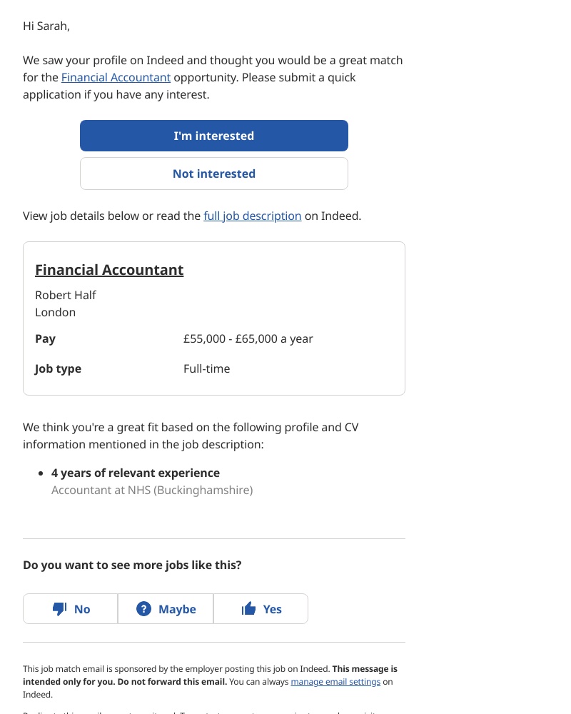 Indeed - Financial Accountant @ Robert Half