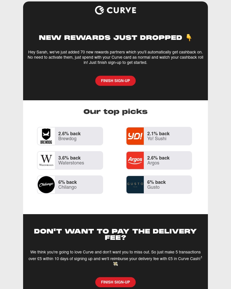 Curve - Finish sign-up to unlock our new & improved Rewards 👇