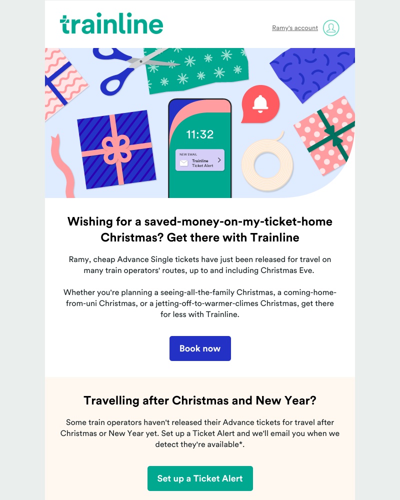 Trainline - First release: Cheap Advance tickets for Christmas travel