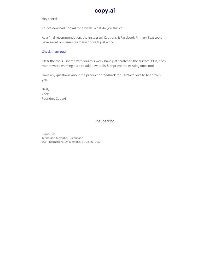 CopyAI - First week of CopyAI