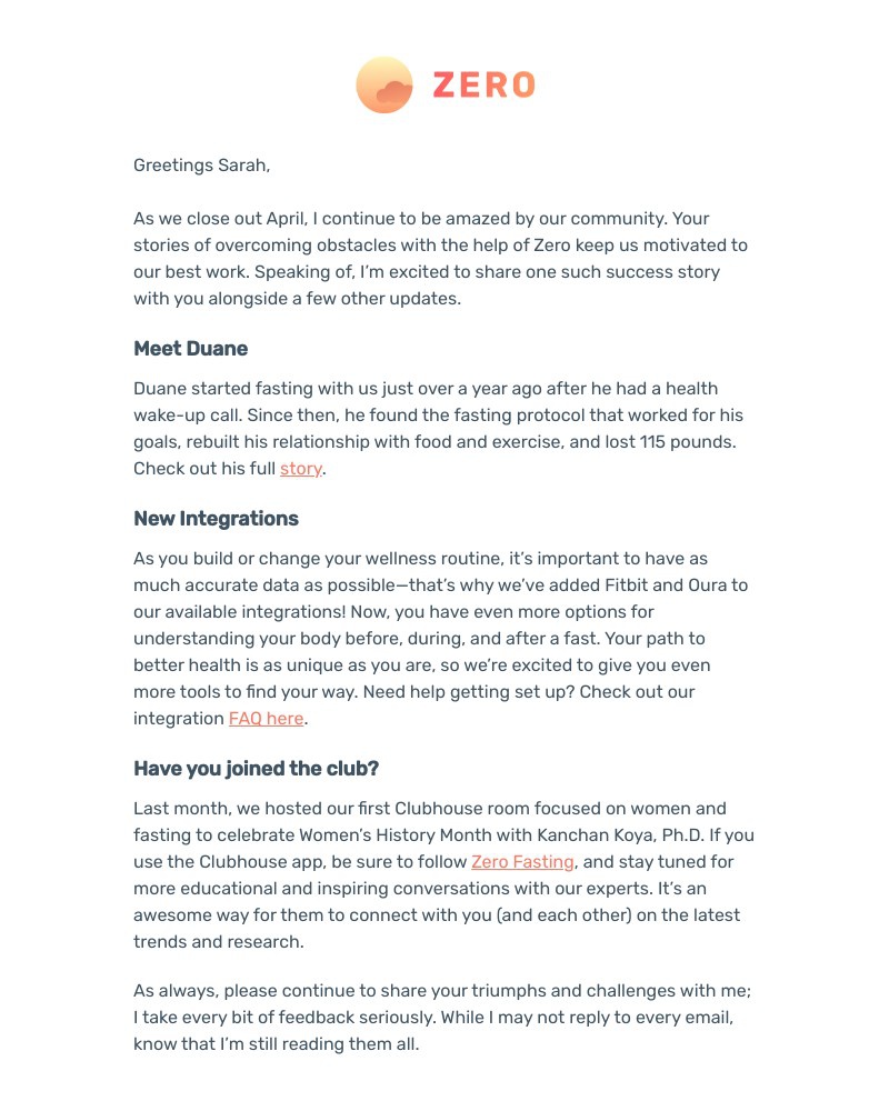 Zero - Fitbit and Oura users, rejoice!