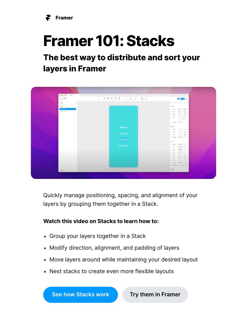 Framer - Framer 101: Organize layers with Stacks