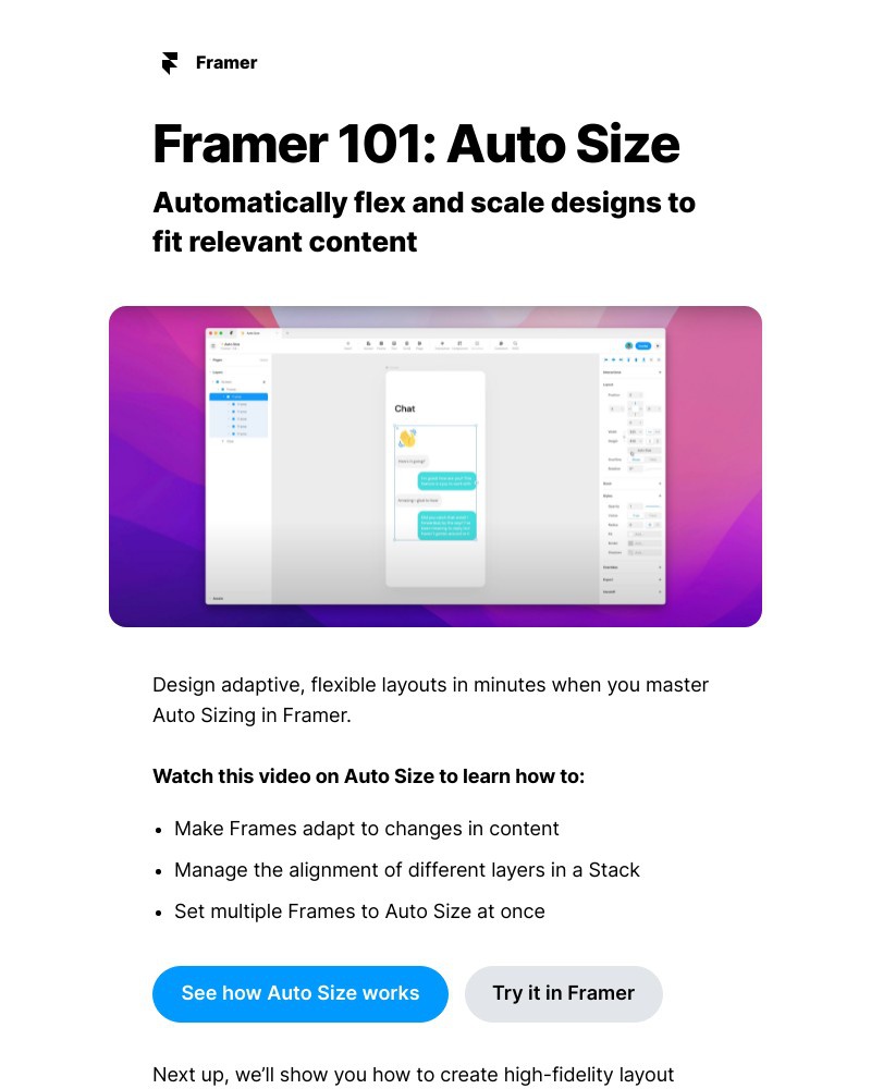 Framer - Framer 101: Use Auto Size to design adaptable layouts