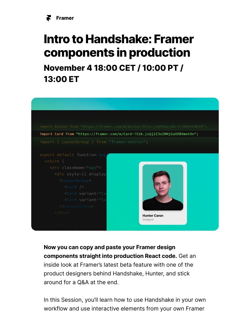 Framer - Framer Session: Introducing Framer Handshake