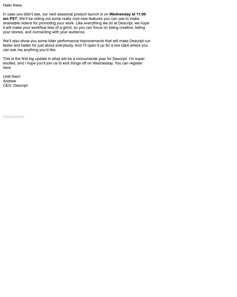 Descript - From Andrew: Descript Season 2