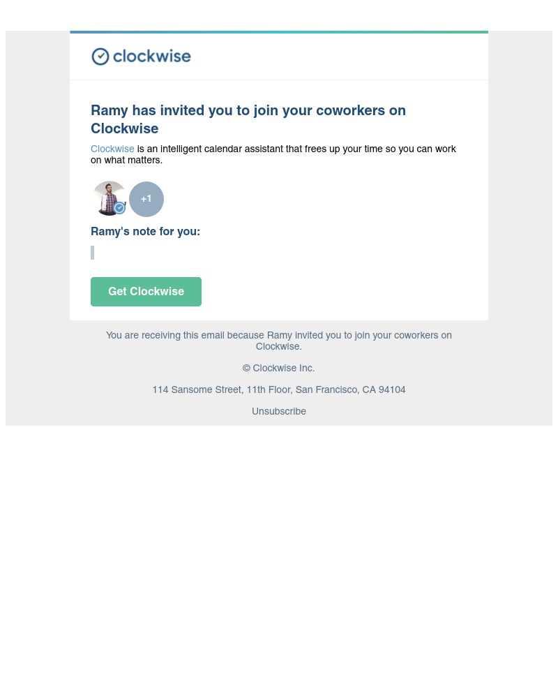 Clockwise - Ramy has invited you to join your coworkers on Clockwise