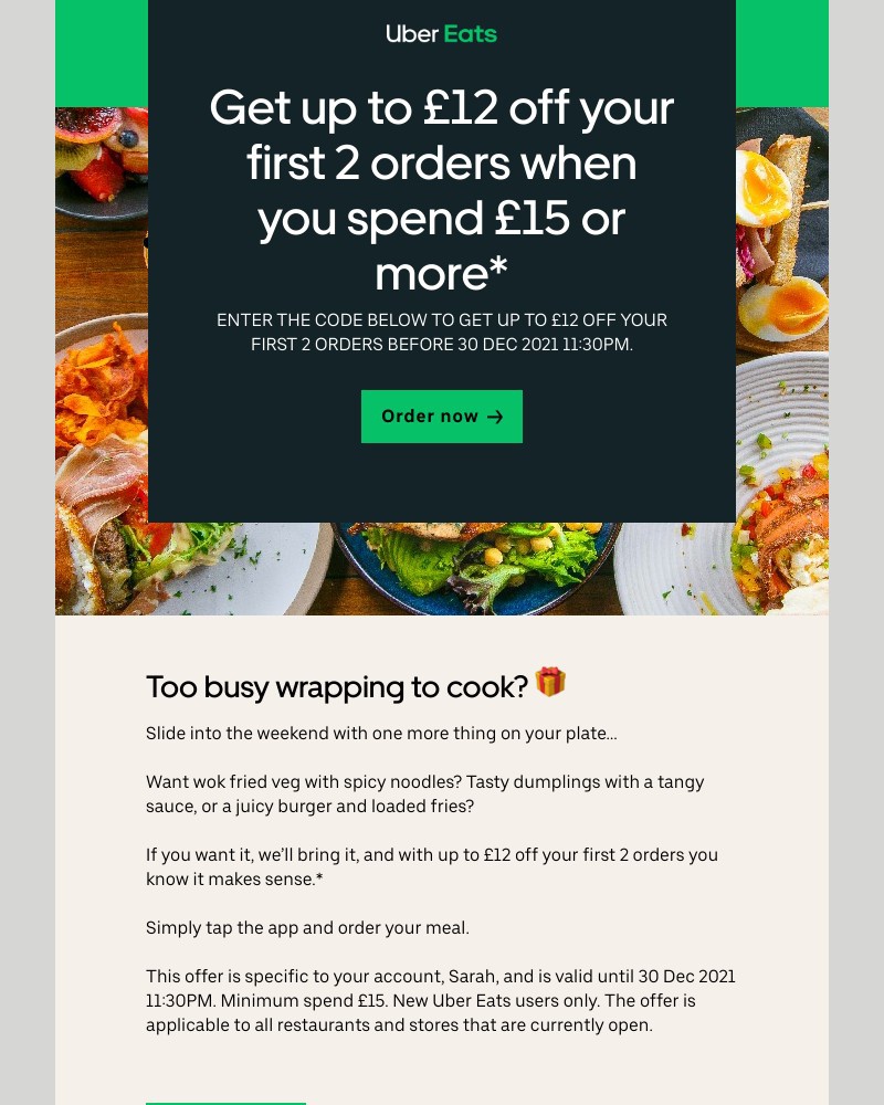 Uber - Get £12 off your first 2 orders
