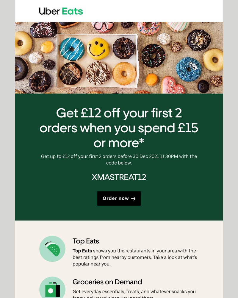 Uber Eats - Get £12 off your first 2 orders