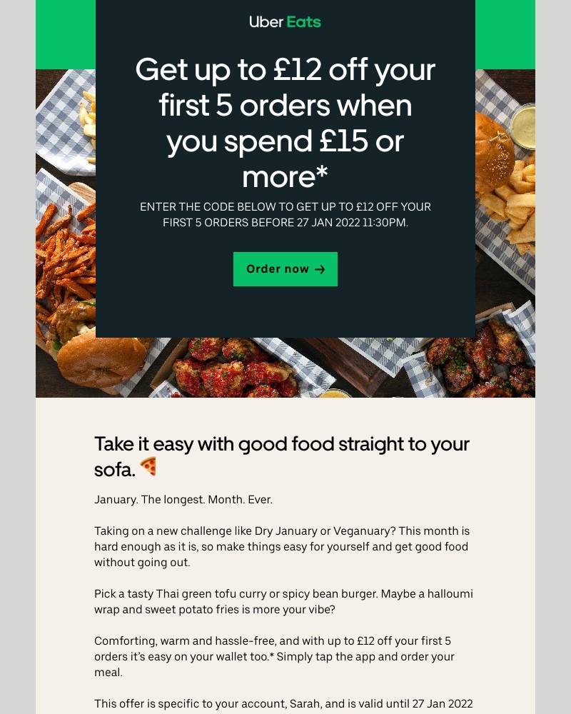 Uber - Get £12 off your first 5 orders