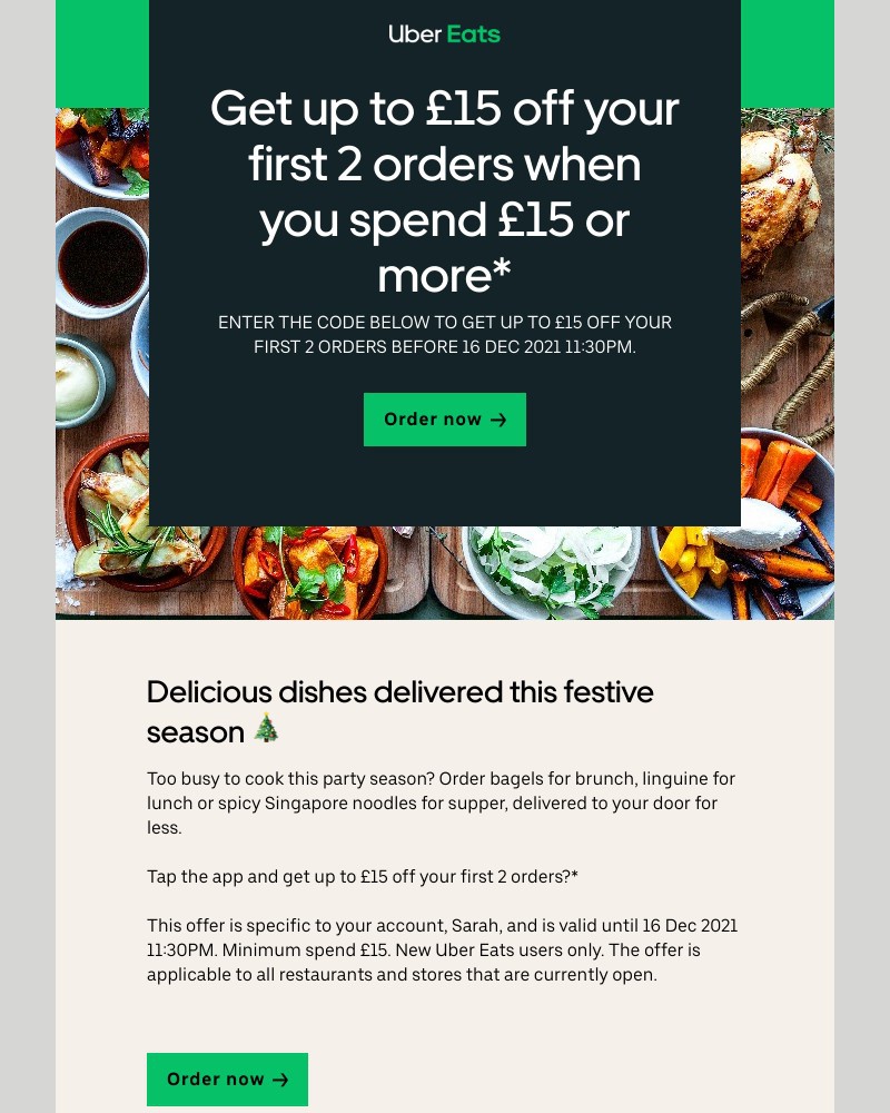 Uber - Get £15 off your first 2 orders