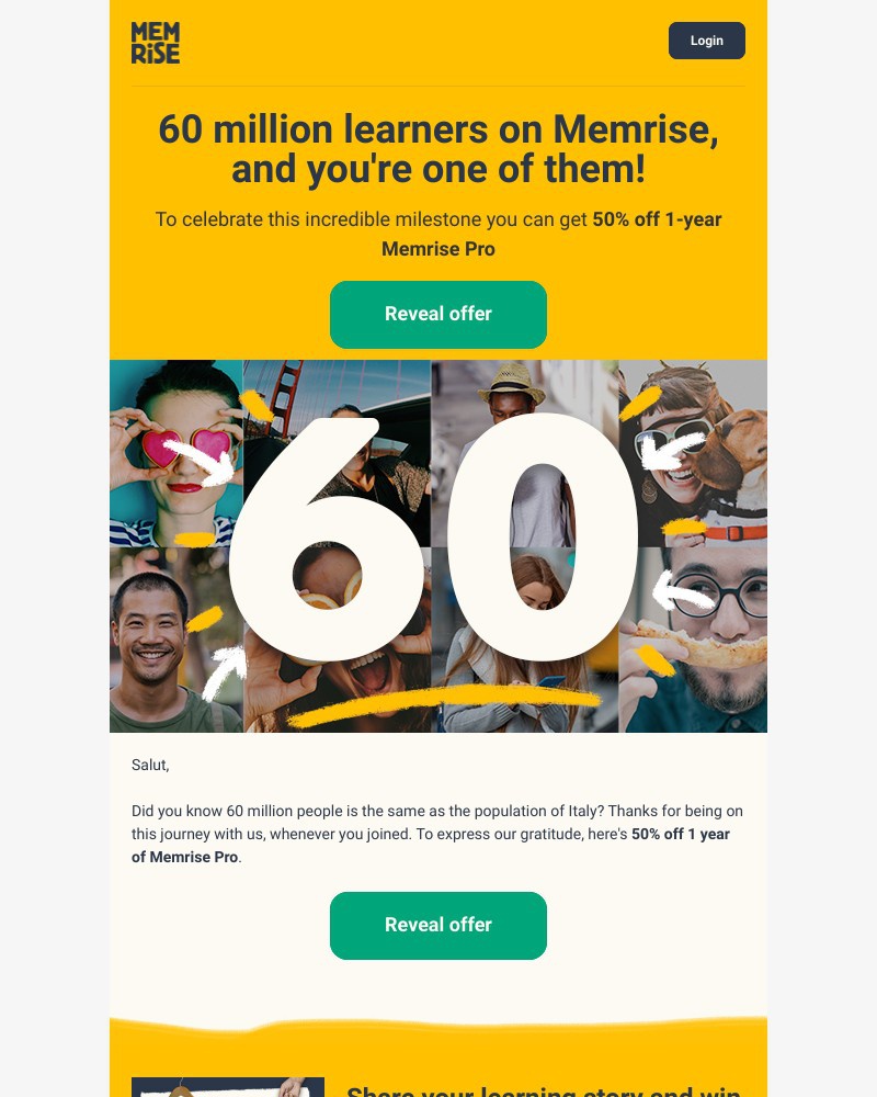 Memrise - Get 50% off Memrise Pro to celebrate 60 million learners!