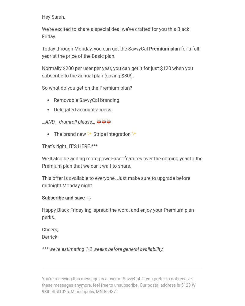 SavvyCal - 🚨 Get $80 off the SavvyCal Premium plan today!