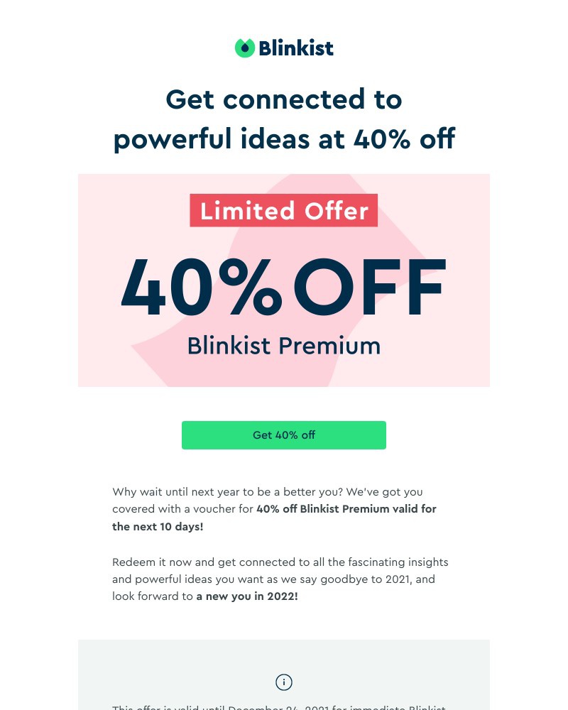 Blinkist - 💥 Get a head start on 2022!
