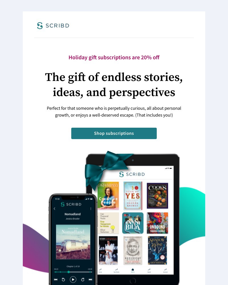 Scribd - Get a head start on your holiday shopping with Scribd β no shipping required π