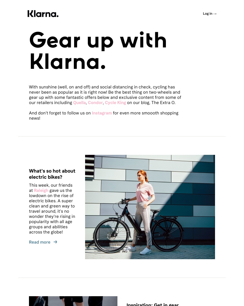 Klarna - Get in gear with new offers on bicycles, accessories and more.
