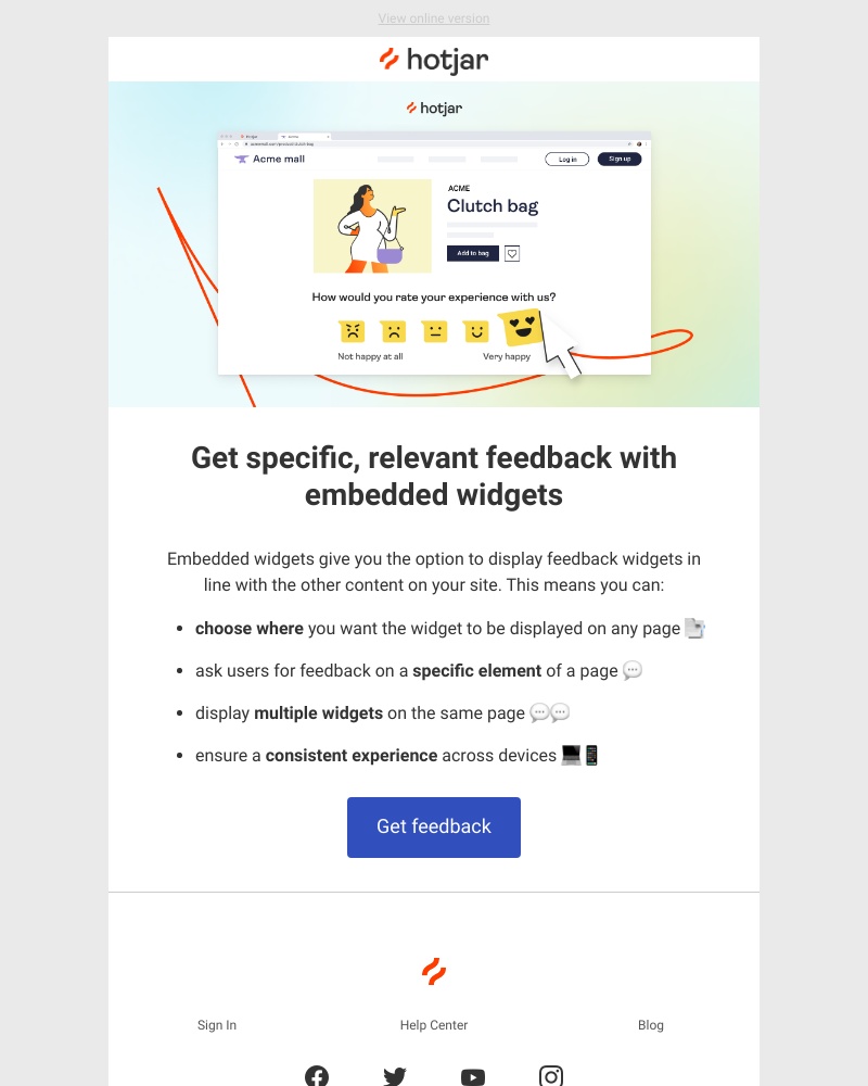 Hotjar - Get specific, relevant feedback with embedded widgets