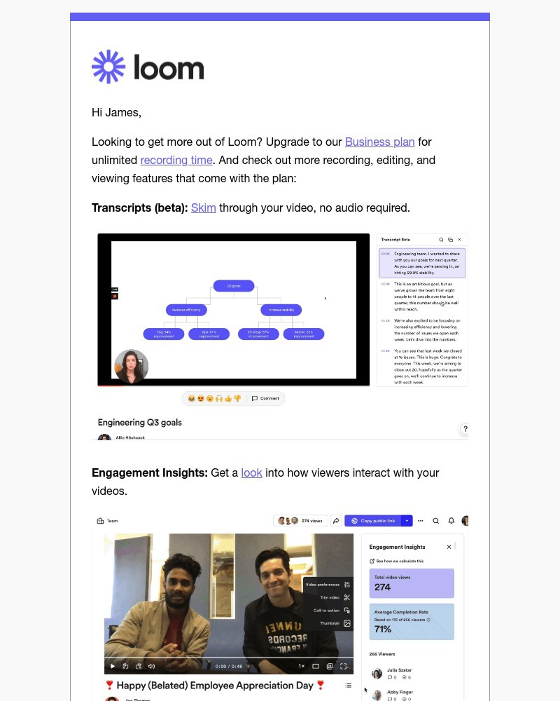 Loom - Get unlimited recording time with Loom Business 🙌