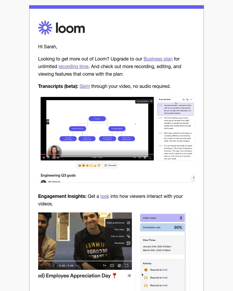 Loom - Get unlimited recording time with Loom Business 🙌