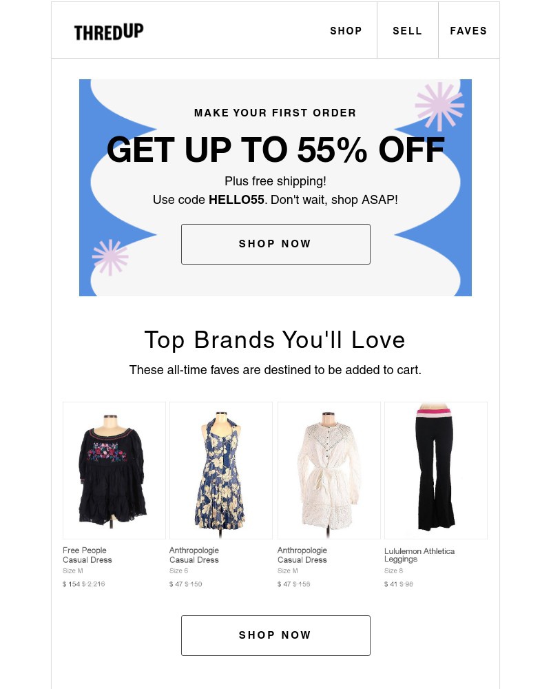 thredUP - Get up to 55% off + free shipping on fave styles 😉
