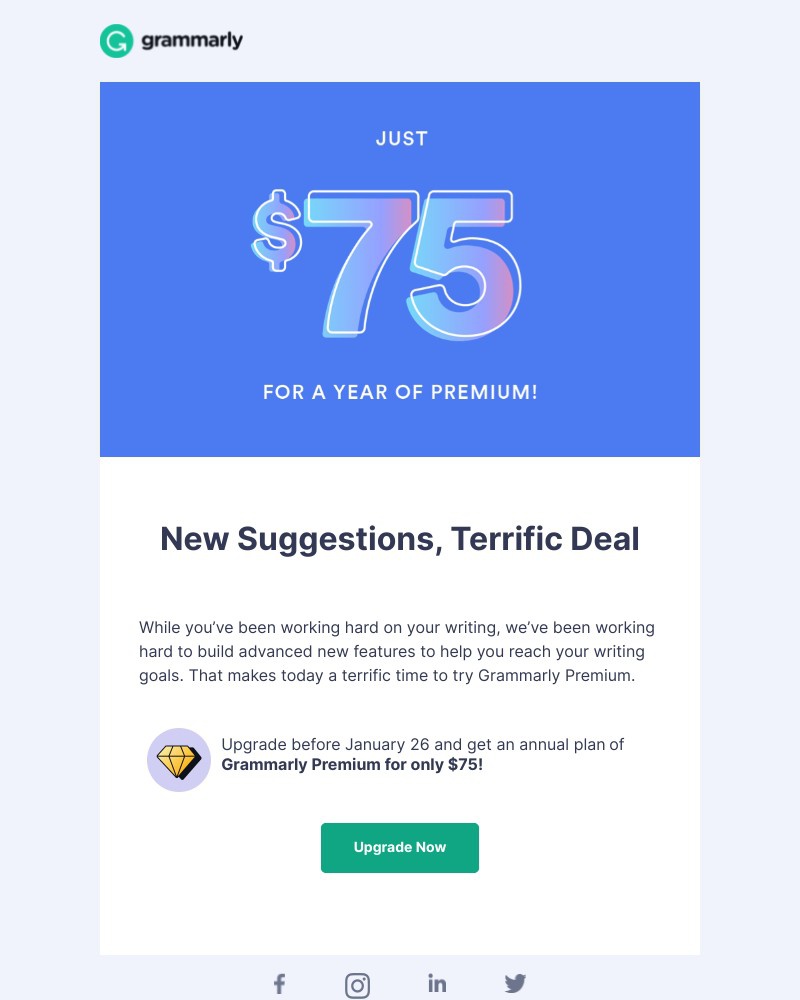Grammarly - Get writing support across platforms with a $75 annual plan