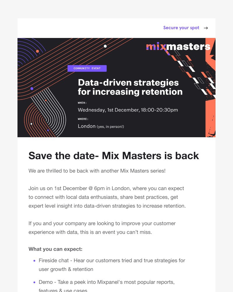 Mixpanel - Get your free ticket today! Mix Masters in London 1st Dec.